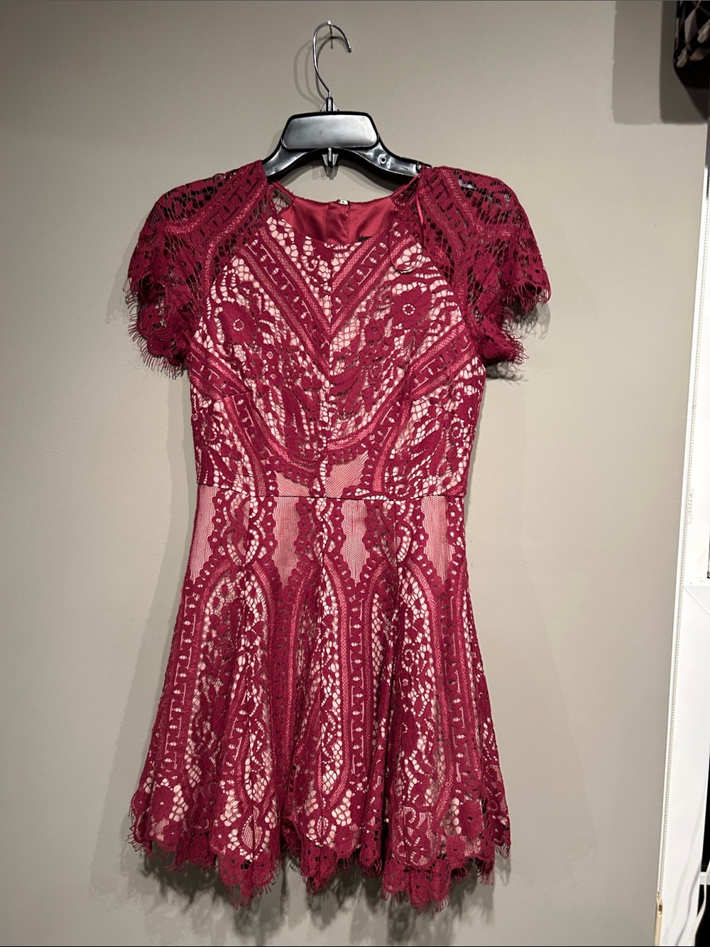 Stylestalker Wine Red Lace Mini Dress